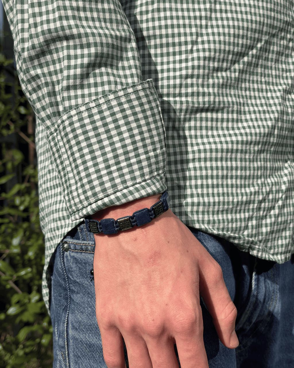 Sten Armbånd - Navy Sølv